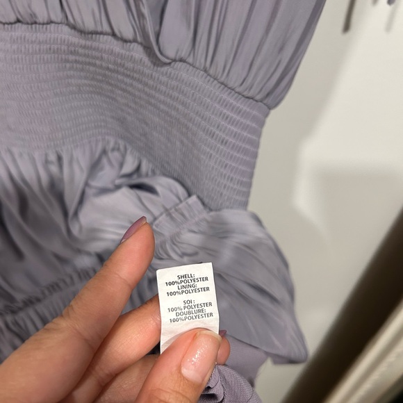 Ramy Brook Lavender Boho Mini Dress Smocked Waist Tiered Ruffle Size Small - Picture 3 of 9